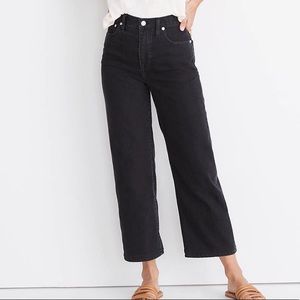 madewell slim wide-leg crop jeans in lunar wash